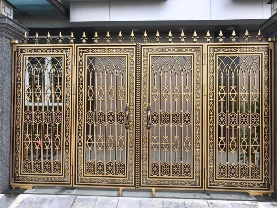 Cổng nhôm đúc Hình Học Thanh Lịch