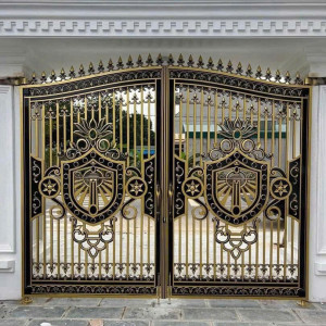 Cổng nhôm đúc Khiên Vàng Uy Quyền