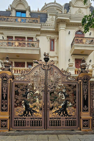 Cổng nhôm đúc Tùng Hạc Trường Thọ